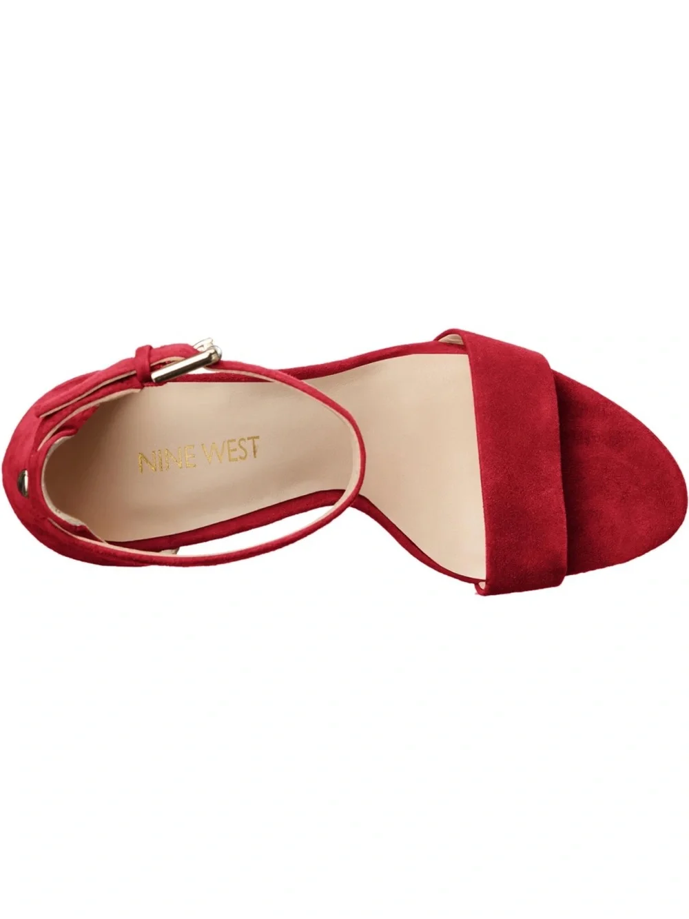 Nine West Mana Red Suede Ankle Strap Stiletto Heels 8.5